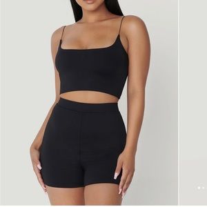 Meshki black high waisted biker shorts